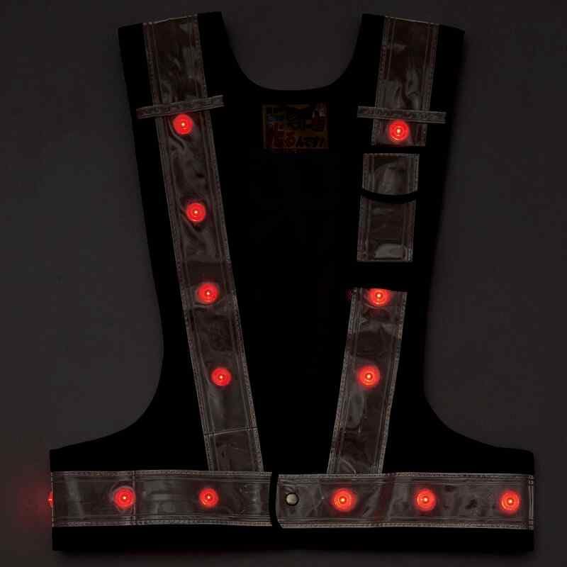 緑十字　LED安全ベスト　赤LED 紺メッシュ白反射材 Amazon | 緑十字 多機能LED安全ベスト 紺/赤発光/白反射